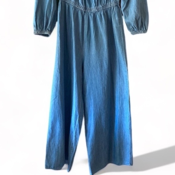 MICHAEL KORS Denim Chambray RUFFLE ON/OFF SHOULDER JUMPSUIT Small …Boho casual - Picture 12 of 15